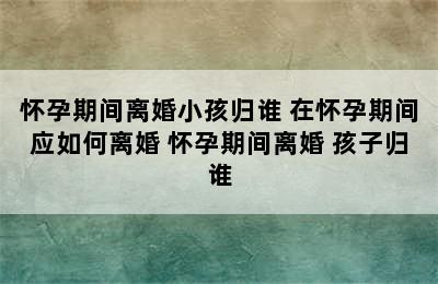 怀孕期间离婚小孩归谁 在怀孕期间应如何离婚 怀孕期间离婚 孩子归谁